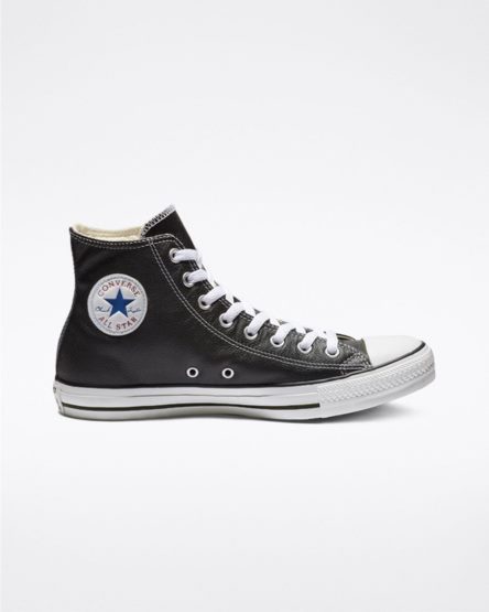 Zapatillas Altas Converse Chuck Taylor All Star Cuero Mujer Negras | PE E20P54